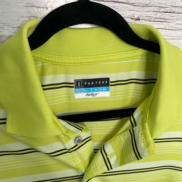PGA tour yellow striped golf shirt XL top polo - Picture 5 of 10
